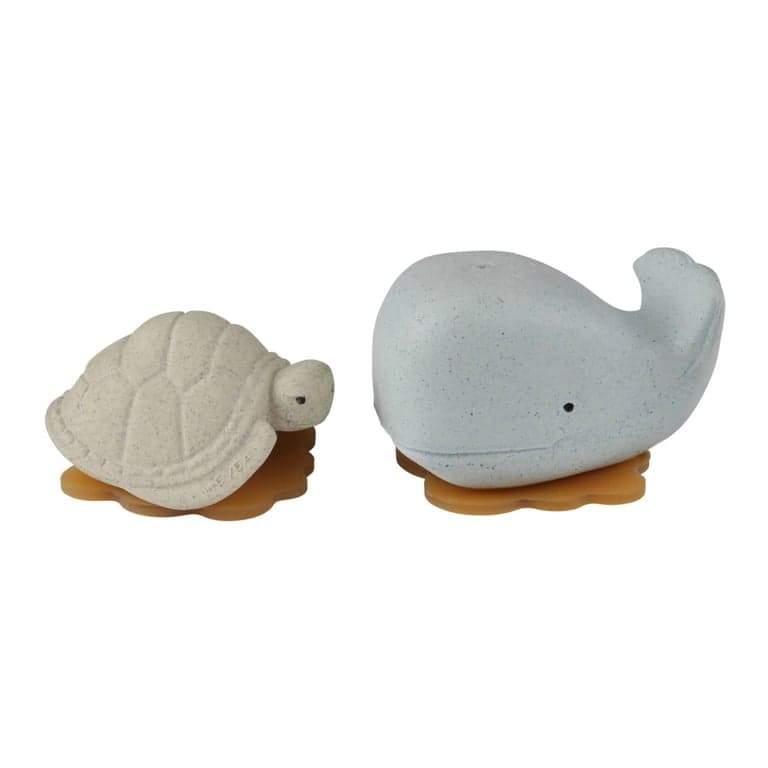 Hevea Squeeze'n'Splash Whale & Turtle Bath Toys Blizzard Blue & Vanilla