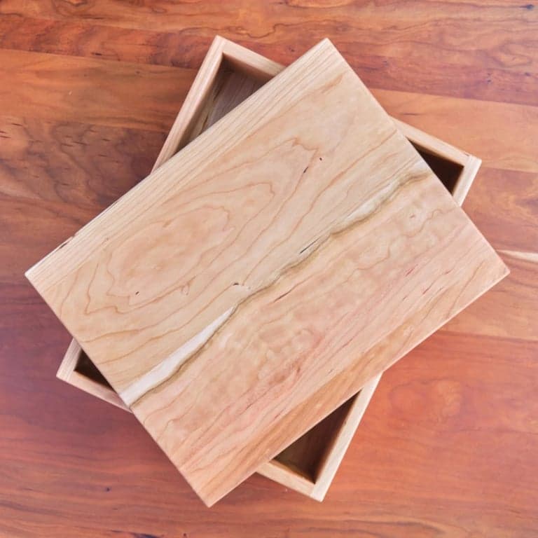 Palumba Camden Rose Rectangle Cherry Wood Storage Tray With Lid