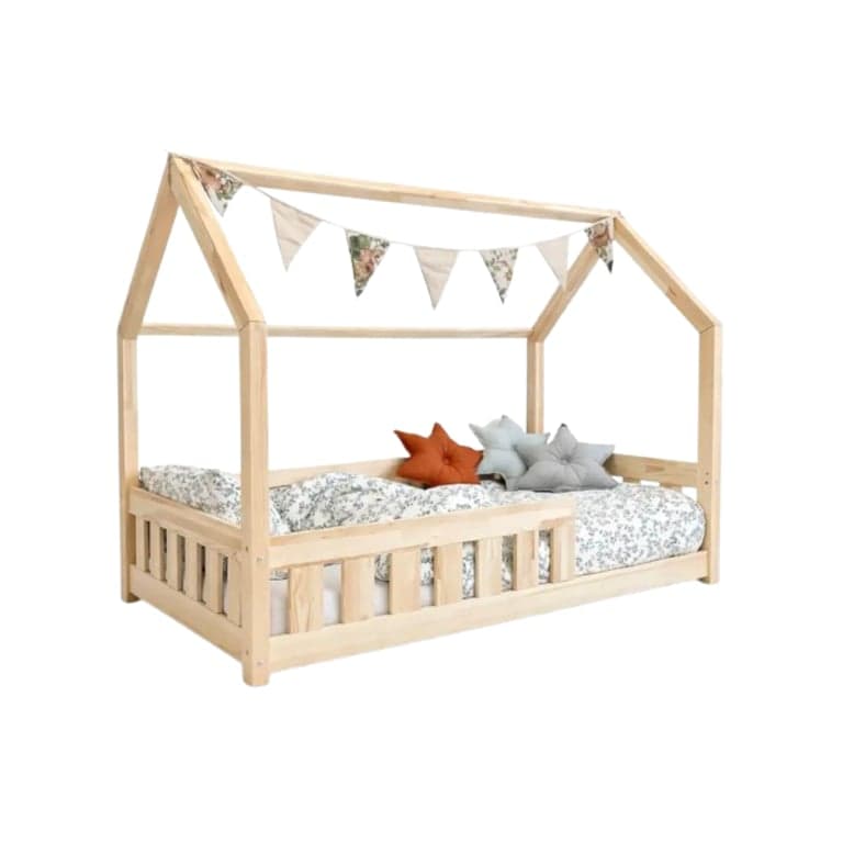 Mia&Lou Lit Maison Avec Barrière Lily Naturel 80 x 160 cm