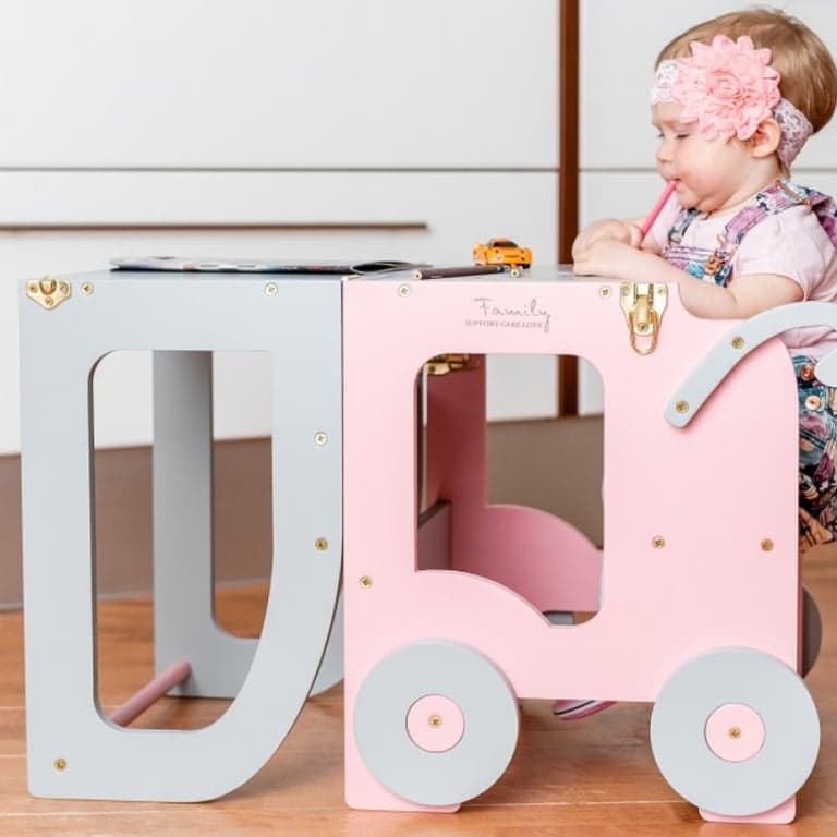 Family SCL Tour de Trolley pour Tout-Petits Rose/Gris