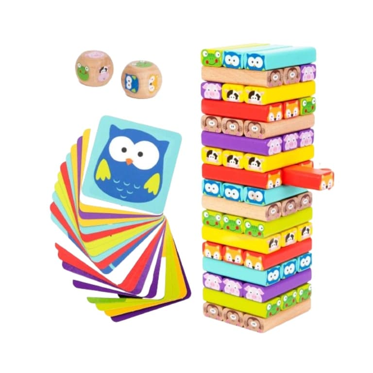 Nene Toys Wooden Block Stacking Game Animals