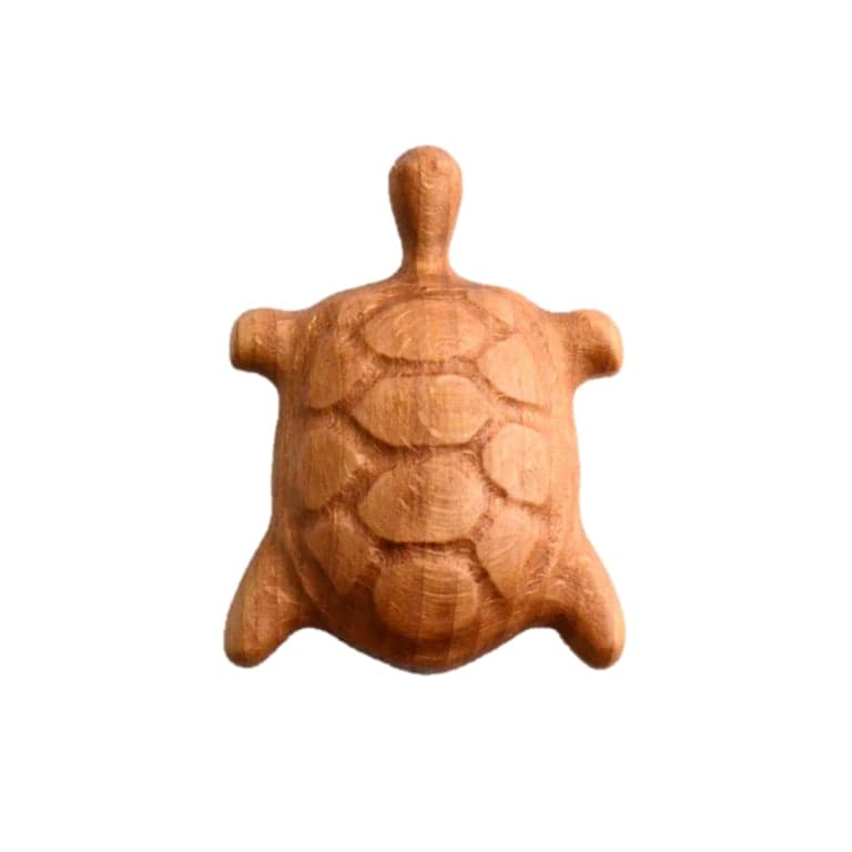 PoppyBabyCo Organic Wooden Rattle Toy Turtle