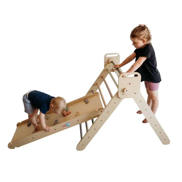 Epic Kidz Climbing Triangle With Reversible Ramp Large Natural & Earth Tone Rainbow