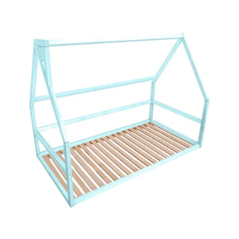 BusyWood House Floor Bed With Slats Model 1 Blue King