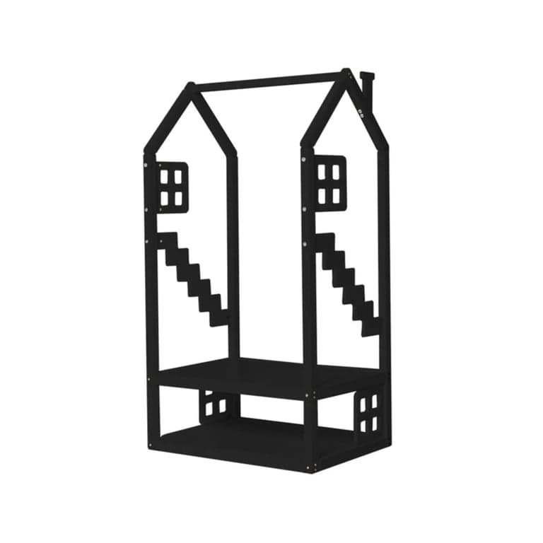 BusyWood Kids Clothing Rack With Windows Black