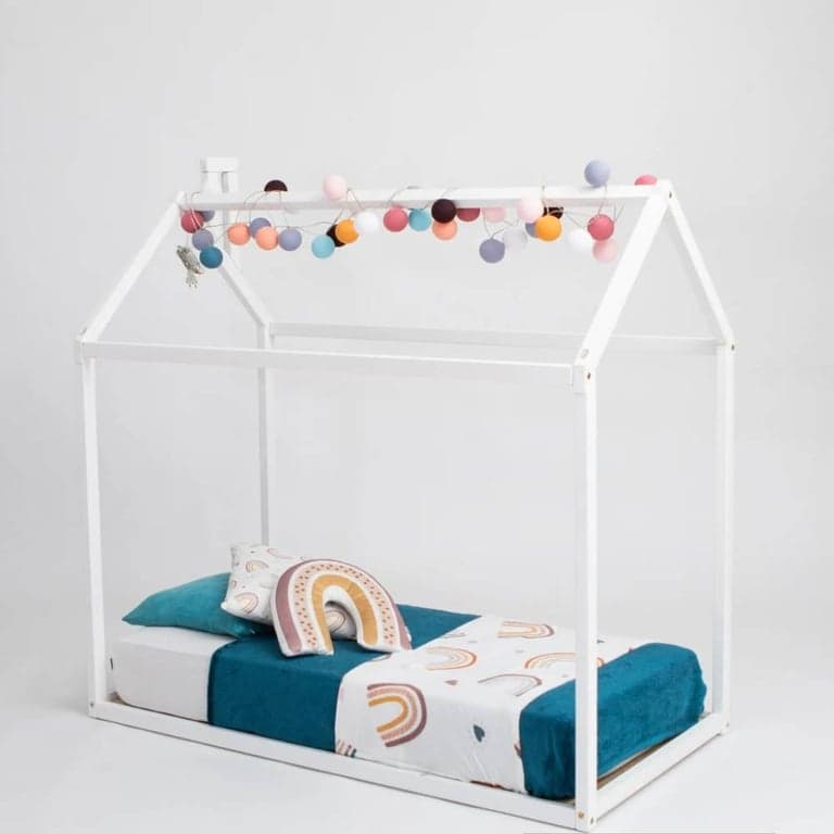Montessori House Bed Floor Bed House Shaped Full White