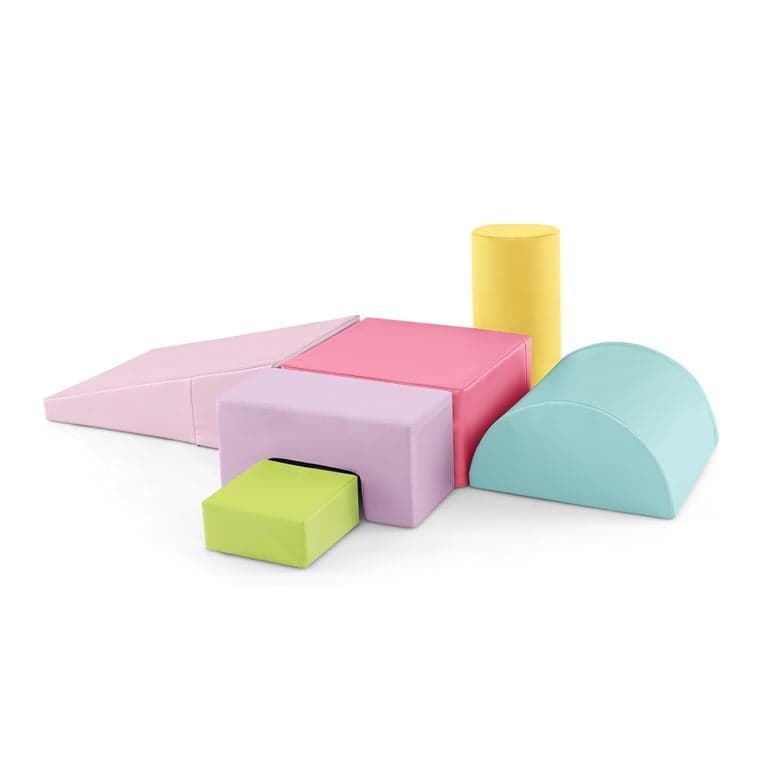 KOTEK 6-Piece Climb and Crawl Foam Soft Play Set Pink