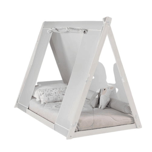 P'kolino Floor Bed Gray Tent With White Frame Twin