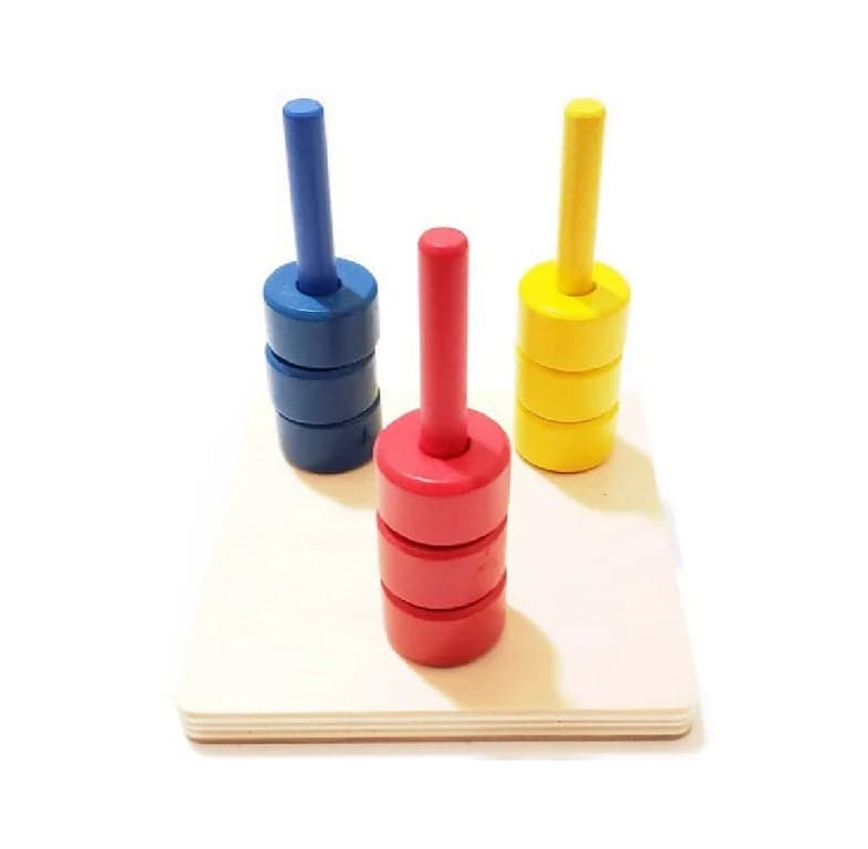 Pink Montessori Colored Discs on Three Dowels