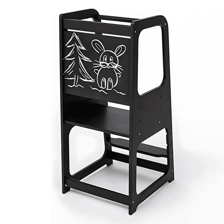 CULOTOL Toddler Standing Learning Tower With Built-in Blackboard Black