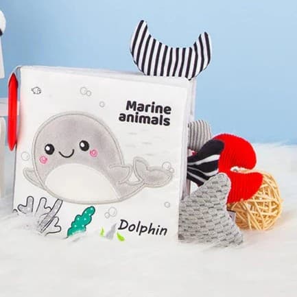 Baby Stork Soft Crinkle Book With Plush Toy Tails Dolphin