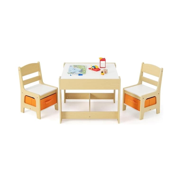 Honey Joy 3-in-1 Kids Table & Chair Set Natural