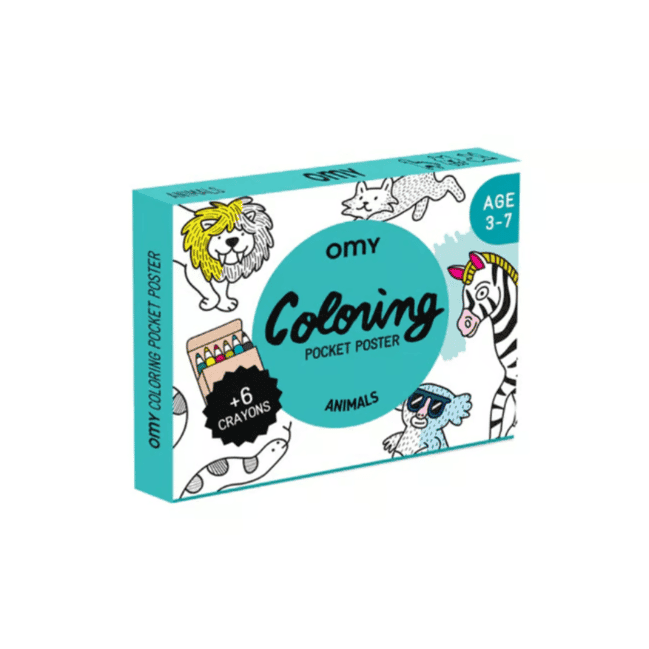 OMY Mini Affiche à Colorier pour Emporter Animaux
