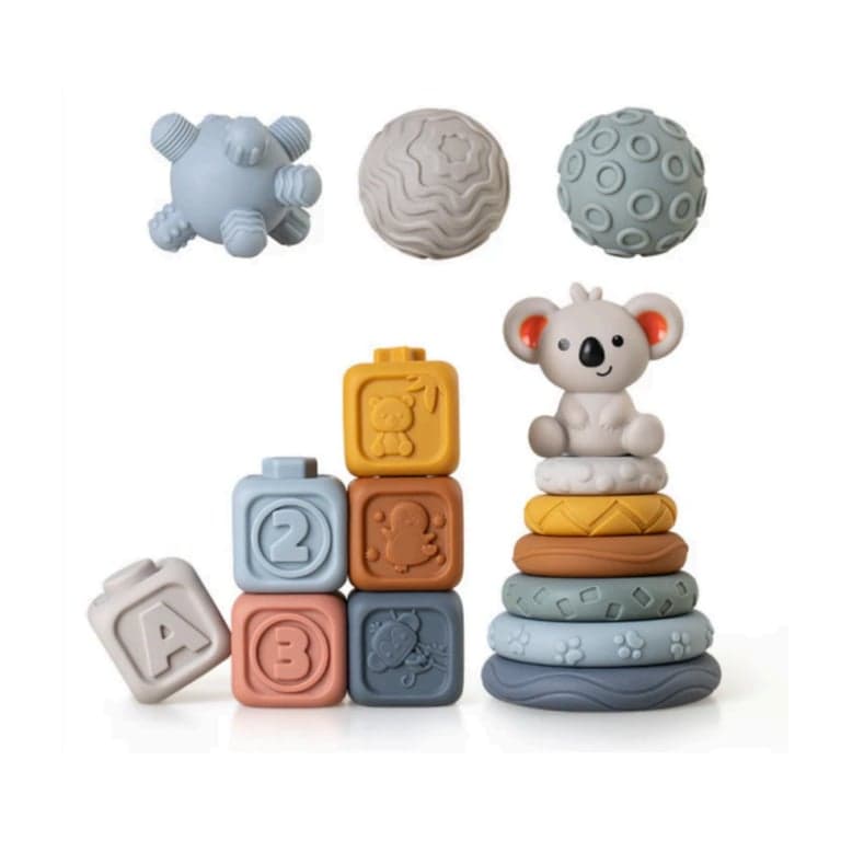 Joymaxx Empileur d'Anneaux en Silicone et Cubes Koala