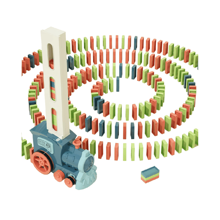 Prephy Domino Games With Train 180 Pieces Morandi Blue
