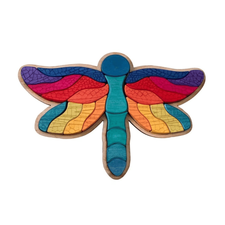 Sensory Play Wooden Dragonfly Chunky Shape Puzzles