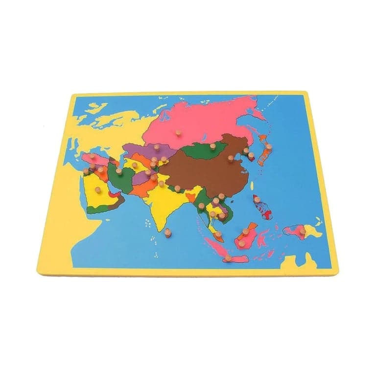 Pink Montessori Small Board Map of Asia
