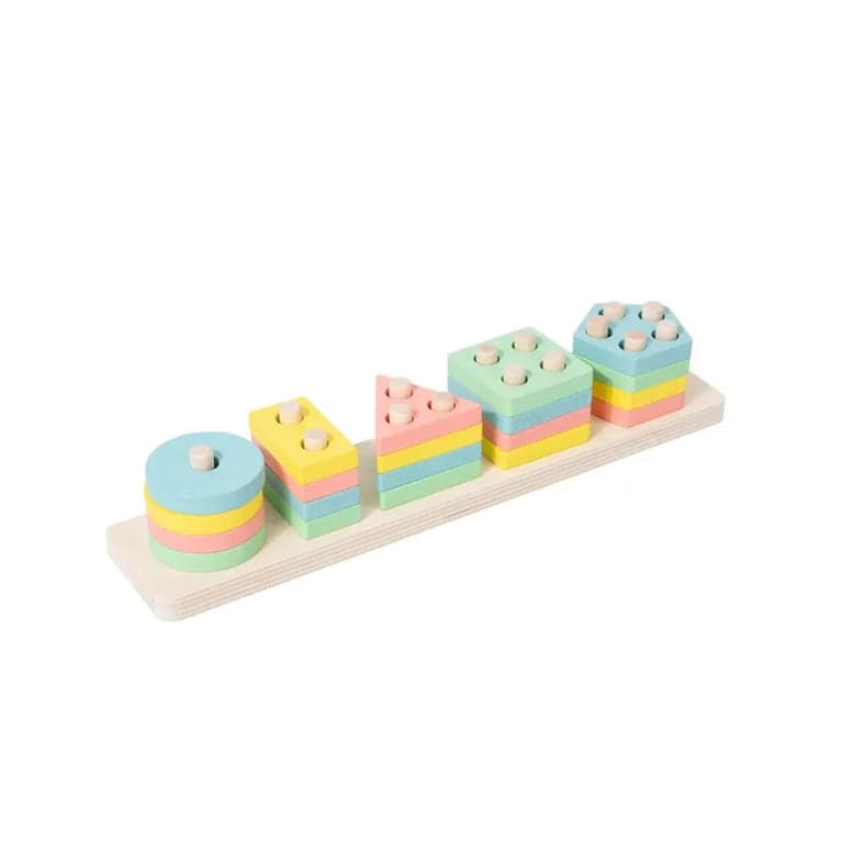 Seaside-Montessori Color Recognition Blocks Rectangular 5 Pastel