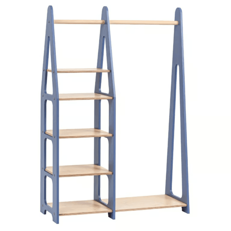 Duck Woodworks Portant à Vêtements avec Étagères Bleu