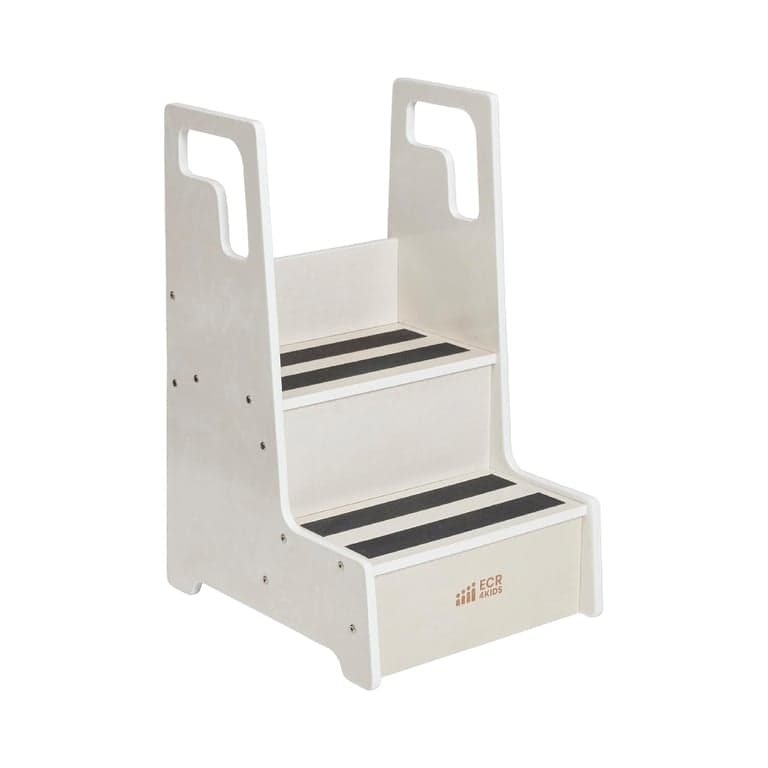 ECR4Kids Reach-Up Step Stool With Handles White Wash