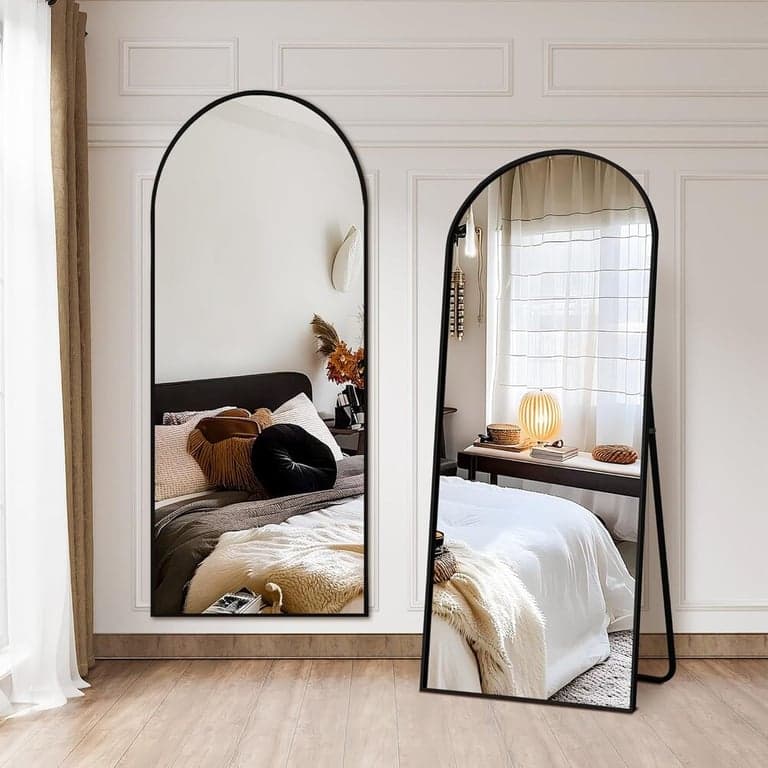 NicBex Arched Full Length Mirror With Stand 57 x 20 Inches Black
