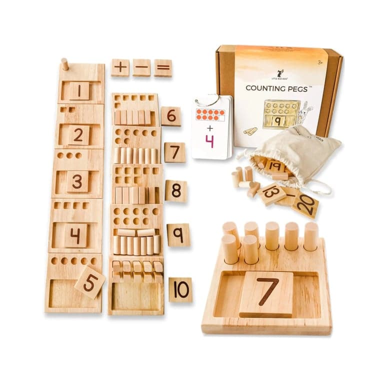 Little Bud Kids Counting Pegs Ten Frame With Flashcards