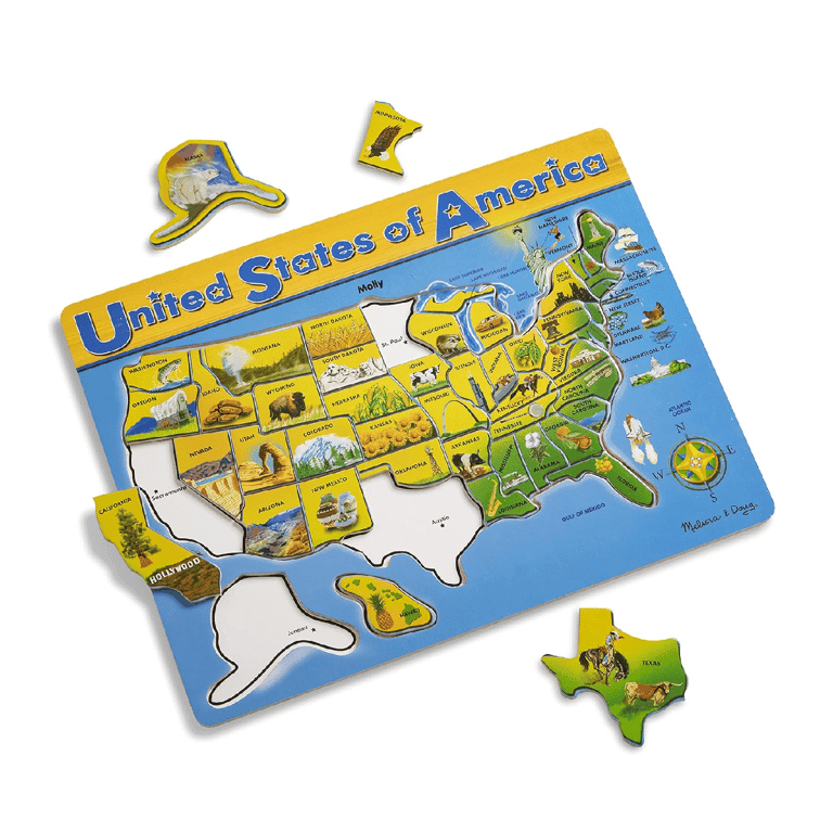 Melissa & Doug USA Map Wooden Puzzle 45 Pieces