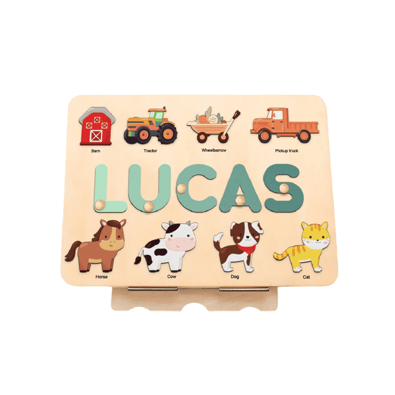 Crafted Gift 3D Name Puzzle With Pegs and Stand 5-6 Letters 8 Elements