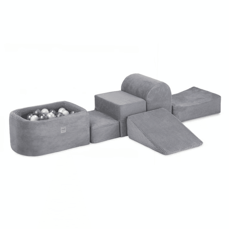 Nid en Peluche Mini Velours Côtelé Ensemble de Jeu Doux avec Balles Gris