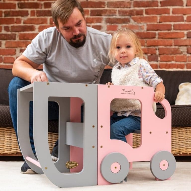 Family SCL Tour d'Apprentissage Voiture Rose Gris