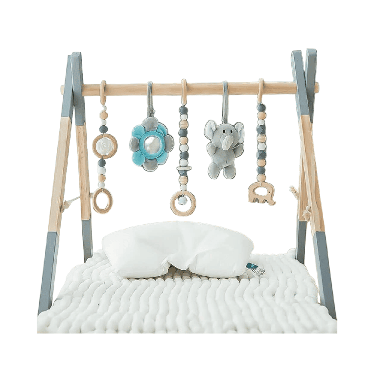 Avrsol Wooden Baby Play Gym With Foldable Frame Gray