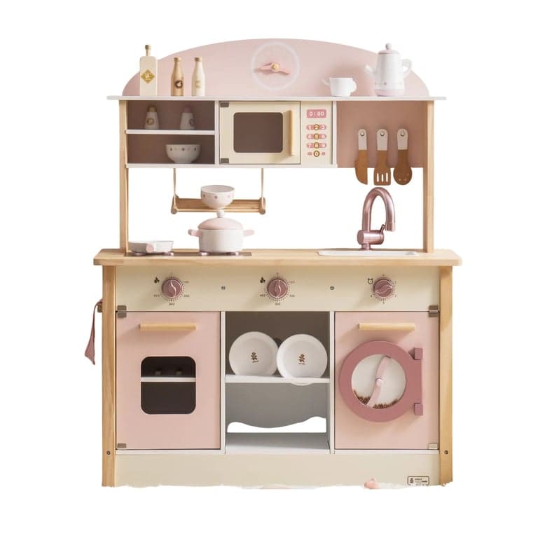 Robud Cuisine en Bois avec Accessoires Réalistes Rose