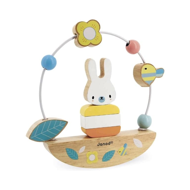 Janod Pure Bead Maze and Rocking White Rabbit