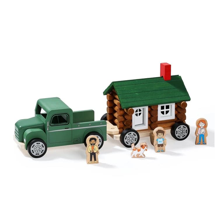SainSmart Jr. Wooden Log Cabin Set Building House Toy 54 Pieces