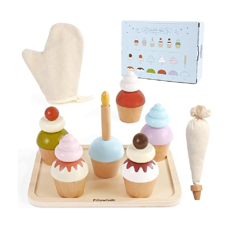 Pillowhale Wooden Cupcakes Toy