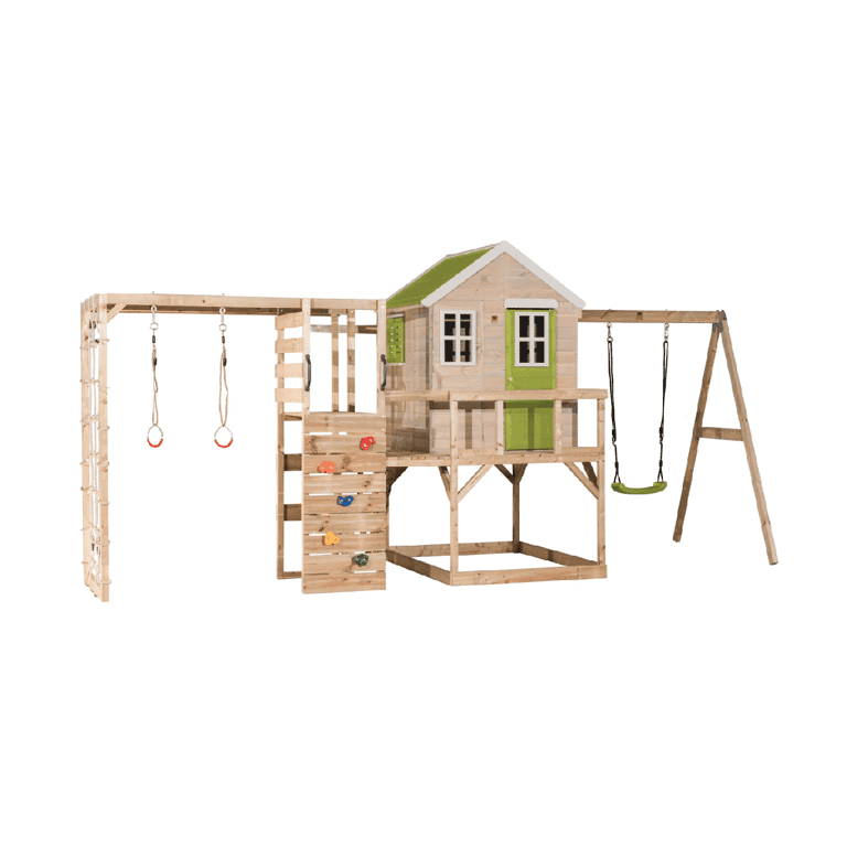 Wendi Toys My Lodge Ensemble de Balançoire avec Plateforme, Balançoire Simple et Accessoire de Gym Lime