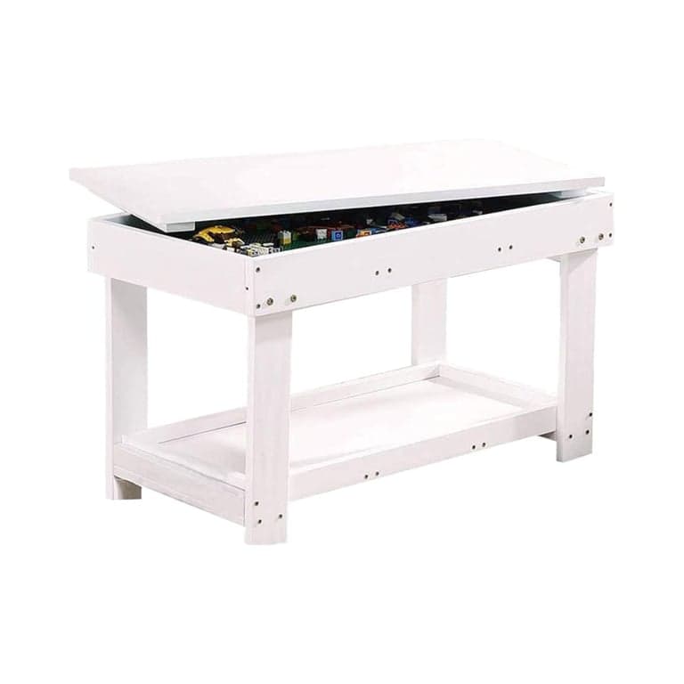 YouHi Kids Activity Table With Board and Storage for Bricks White