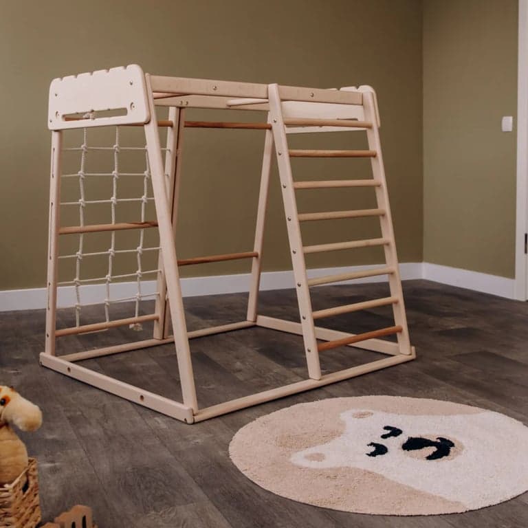 Wood and Hearts Indoor Jungle Gym With Trapeze