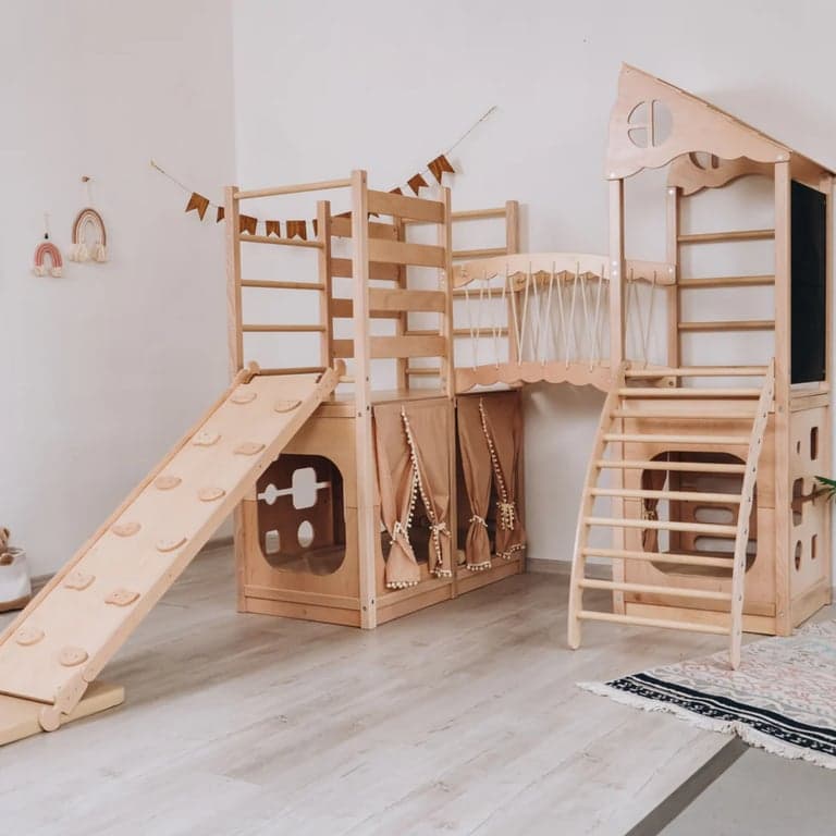 Wood and Hearts Large Playground Climber Natural Wood