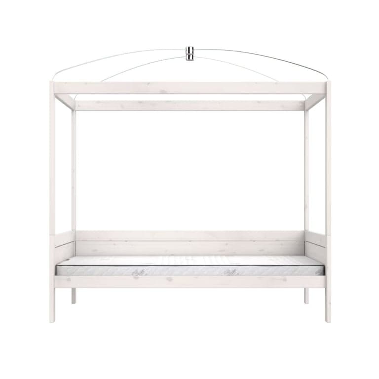 LIFETIME Kidsroom Four Poster Canopy Bed 120 x 200 cm Whitewash Premium