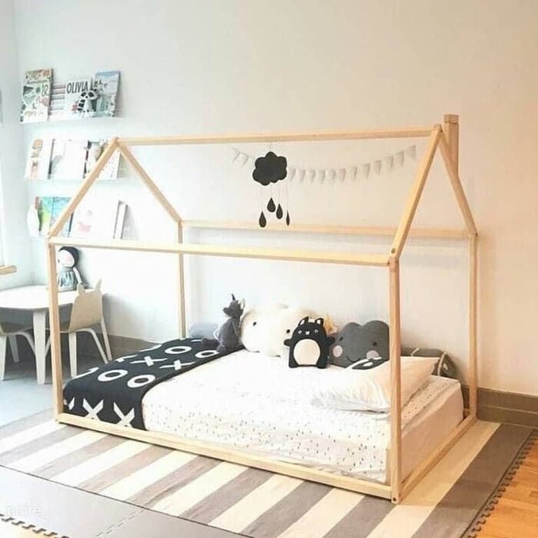 Montessori House Bed House Frame Birch Wood Full