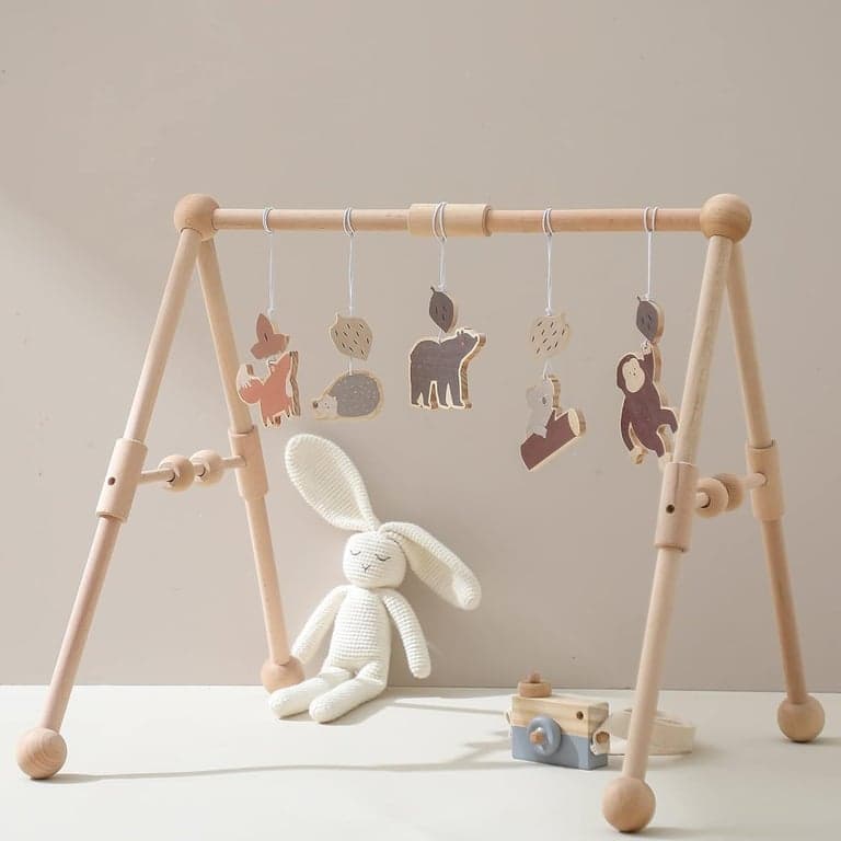 Etucdose Wooden Baby Gym With 5 Toys Jungle