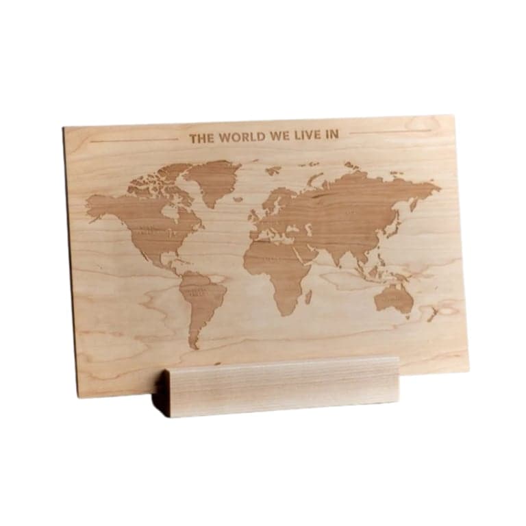 Glad Folk Wooden World Map With Display Stand