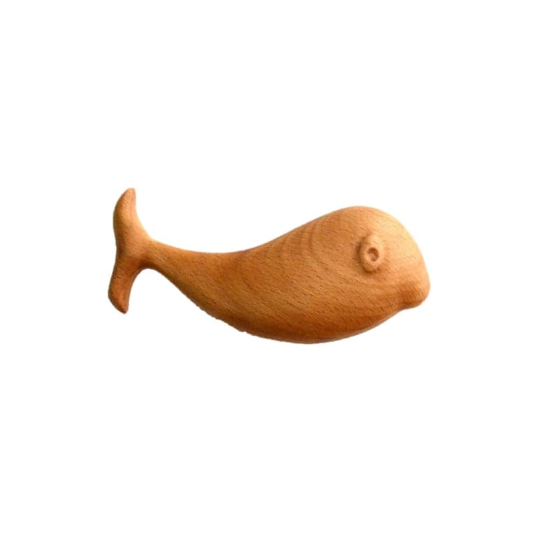 PoppyBabyCo Organic Wooden Rattle Toy Whale