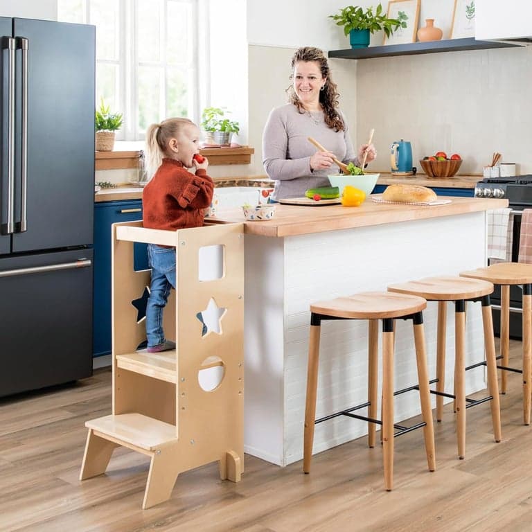 Guidecraft Jr. Classic Kitchen Helper Step-Up Natural
