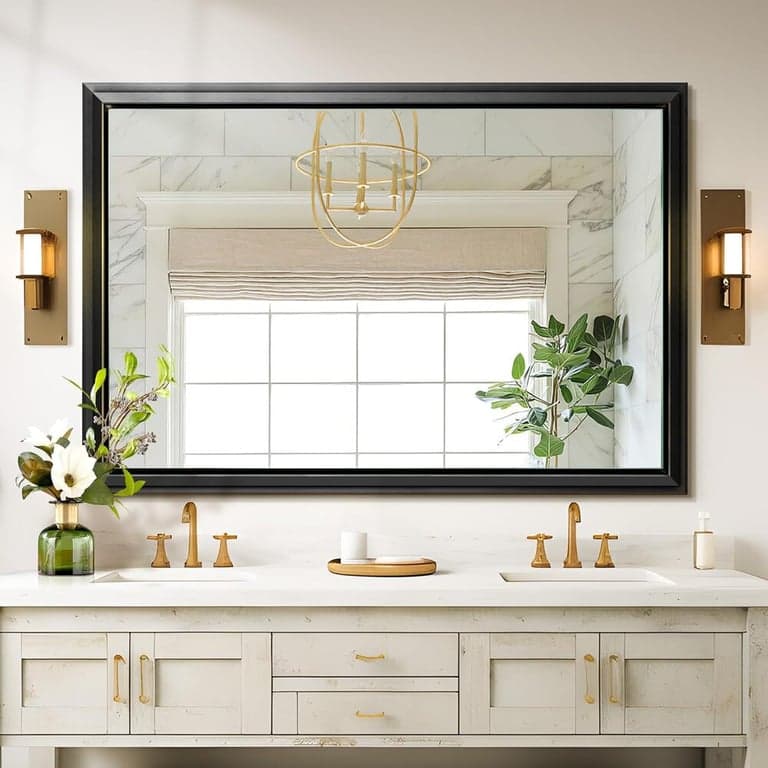 NicBex Full Length Wall Mounted Mirror 48 x 30 Inches Black
