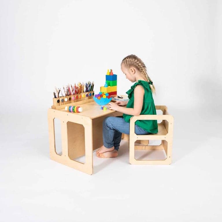 Sweet Home From Wood Montessori Weaning Table and Chair Set Lacquered