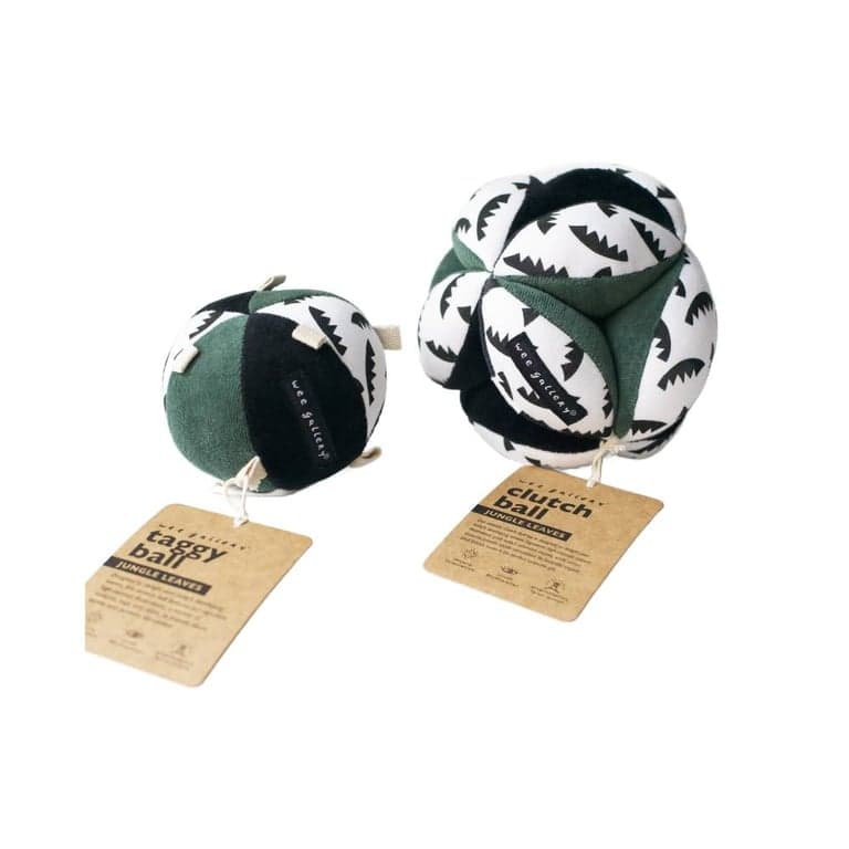 Wee Gallery Jungle Leaves Clutch and Taggy Ball Bundle