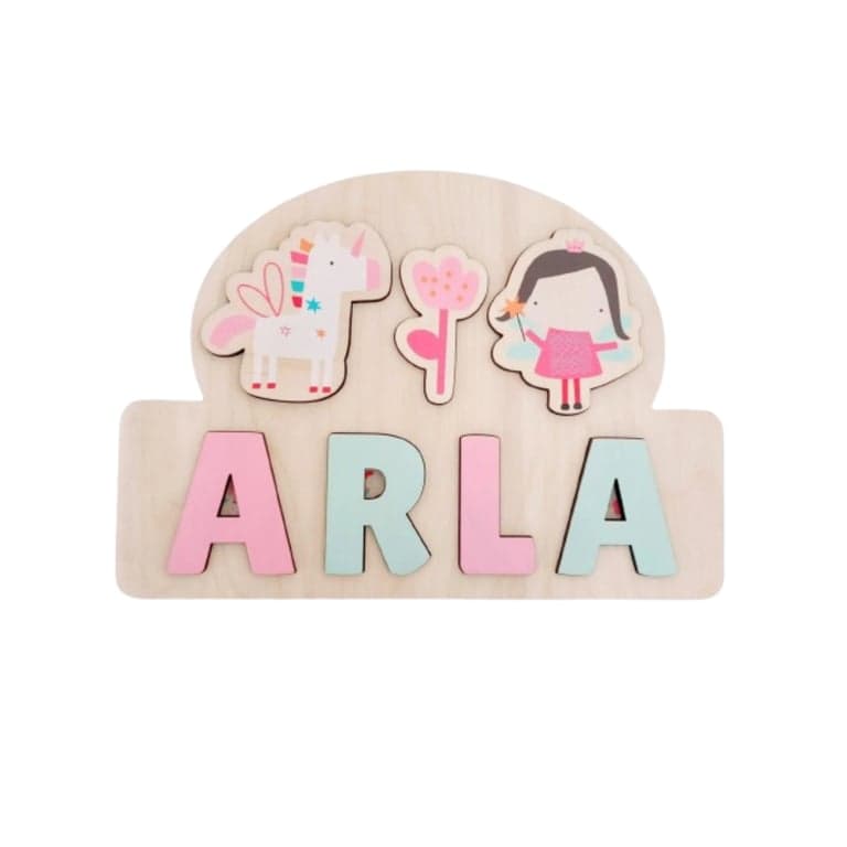 Vellamaes Wooden Name Puzzle 4 Letters Unicorn Fairy