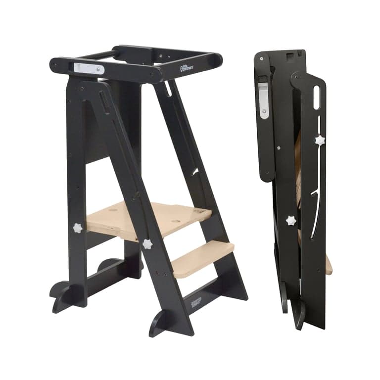 Little Partners Learn 'N Fold Learning Tower Charcoal With Natural